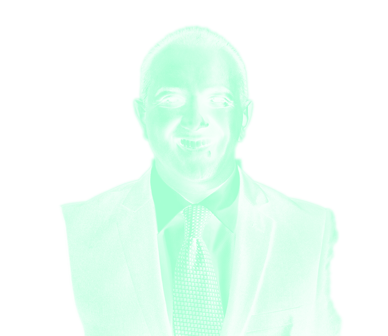 Darren Solanki, drawn as a network of connected nodes over a green-tinted portrait